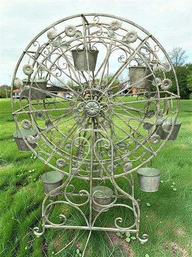 Large Ferris Wheel Rotating Planter, Flower Pot, Outdoor Planter, Garden Décor C