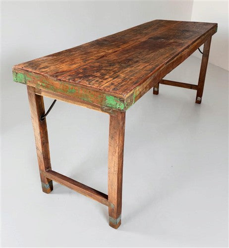 Reclaimed Wood Folding Table (68.5x22) Rustic Wood Dining, Kitchen Island B132