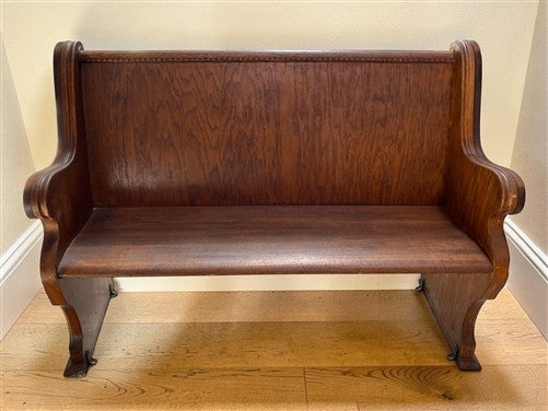 Wooden Church Pew (4'2") Vintage Porch Bench, Entry Foyer, Dining Seating A16