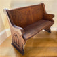 Wooden Church Pew (4'2") Vintage Porch Bench, Entry Foyer, Dining Seating A16
