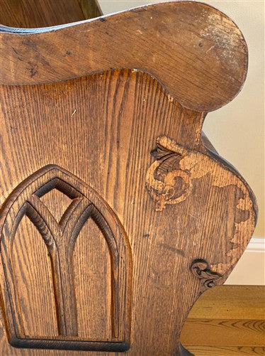 Wooden Church Pew (4'2") Vintage Porch Bench, Entry Foyer, Dining Seating A16