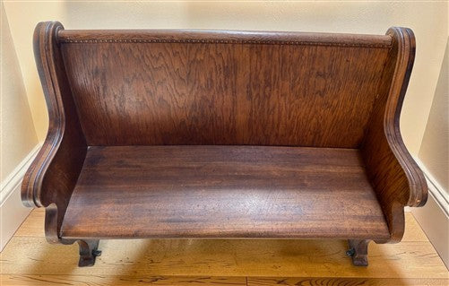 Wooden Church Pew (4'2") Vintage Porch Bench, Entry Foyer, Dining Seating A16