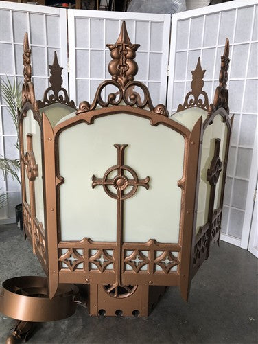 Church Lamp Chandelier, Vintage Ceiling Hanging Hexagonal Gothic Light Fixture A