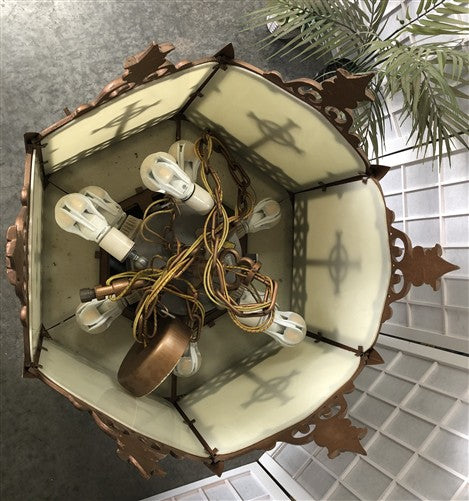 Church Lamp Chandelier, Vintage Ceiling Hanging Hexagonal Gothic Light Fixture A