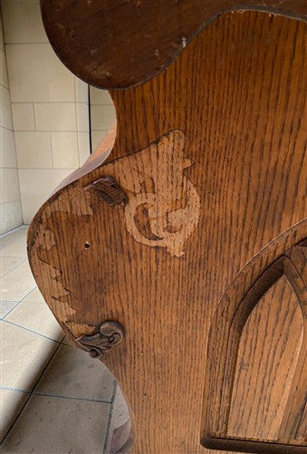 Wooden Church Pew, (4'2") Vintage Porch Bench, Entry Foyer, Dining Seating A17