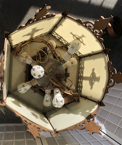 Church Lamp Chandelier, Vintage Ceiling Hanging Hexagonal Gothic Light Fixture B