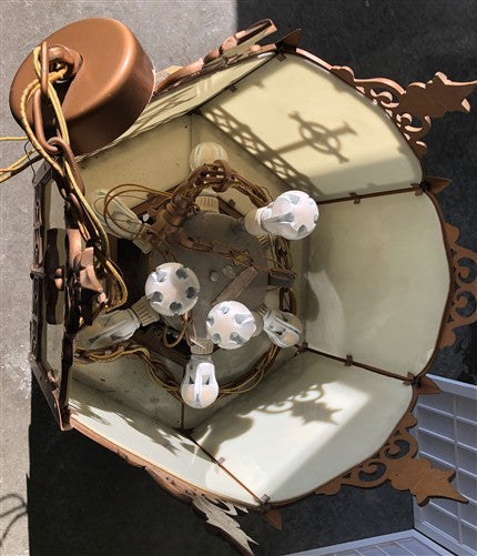 Church Lamp Chandelier, Vintage Ceiling Hanging Hexagonal Gothic Light Fixture C