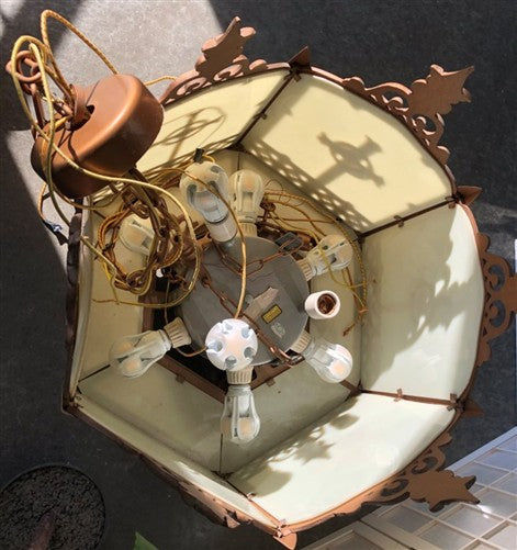 Church Lamp Chandelier, Vintage Ceiling Hanging Hexagonal Gothic Light Fixture D