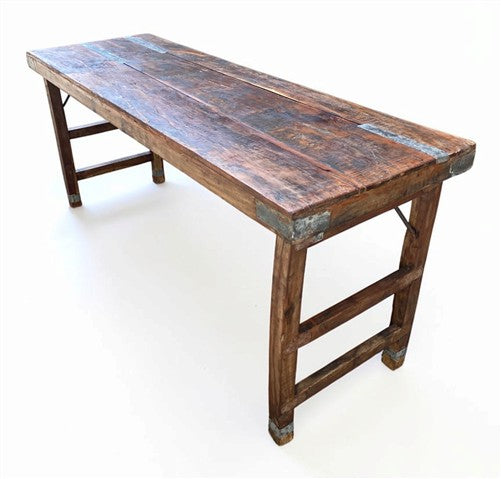 Reclaimed Wood Folding Table (68.75x22.5) Rustic Wood Dining Kitchen Island B133