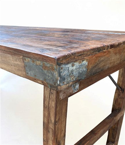 Reclaimed Wood Folding Table (68.75x22.5) Rustic Wood Dining Kitchen Island B133