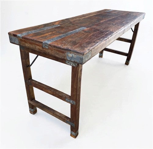 Reclaimed Wood Folding Table (68.75x22.5) Rustic Wood Dining Kitchen Island B133