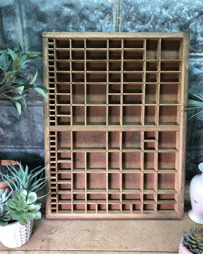 Printer Drawer Wood Block Typeset Tray, Letterpress Thimble Shelf Display, A74