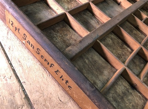 Printer Drawer Wood Block Typeset Tray, Letterpress Thimble Shelf Display, A75