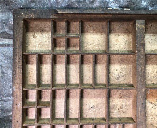 Printer Drawer Wood Block Typeset Tray, Letterpress Thimble Shelf Display, A76