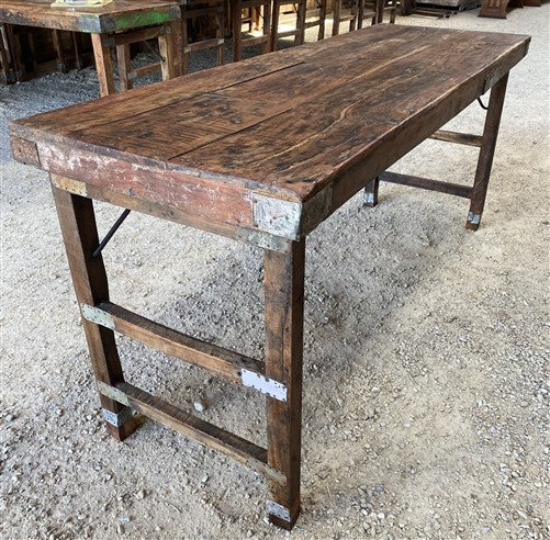 Reclaimed Wood Folding Table (68.75x22.5) Rustic Wood Dining Kitchen Island B134