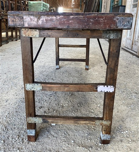 Reclaimed Wood Folding Table (68.75x22.5) Rustic Wood Dining Kitchen Island B134