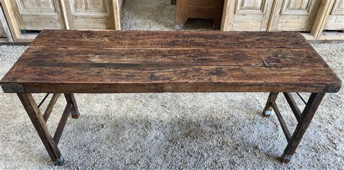 Reclaimed Wood Folding Table (68.75x22.5) Rustic Wood Dining Kitchen Island B134
