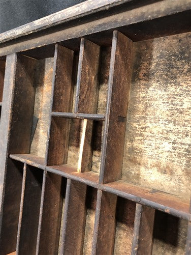Printer Drawer Wood Block Typeset Tray, Letterpress Thimble Shelf Display, A57