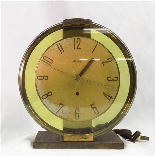 Westclox Oracle Alarm Clock Model 56-E, Vintage MCM Art Deco Brass Working Clock