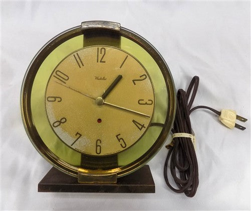 Westclox Oracle Alarm Clock Model 56-E, Vintage MCM Art Deco Brass Working Clock