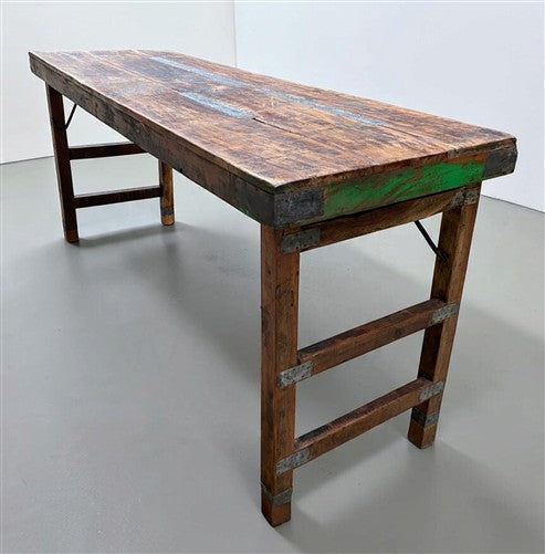 Reclaimed Wood Folding Table (68x22) Rustic Wood Dining Kitchen Island B135