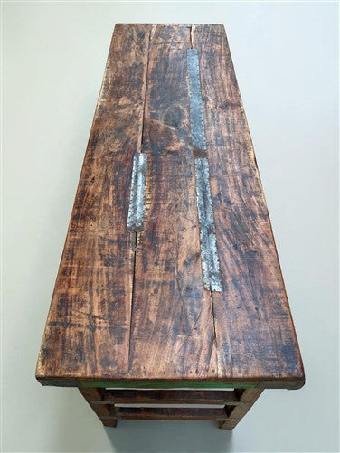 Reclaimed Wood Folding Table (68x22) Rustic Wood Dining Kitchen Island B135
