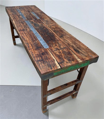 Reclaimed Wood Folding Table (68x22) Rustic Wood Dining Kitchen Island B135