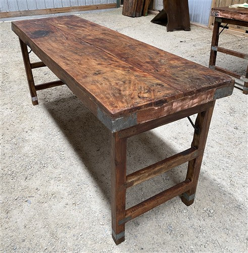 Reclaimed Wood Folding Table (67.5x22.75) Rustic Wood Dining Kitchen Island B136