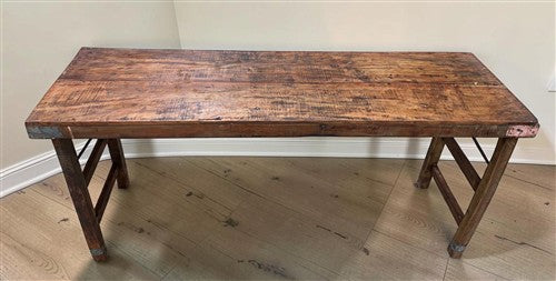 Reclaimed Wood Folding Table (68.75x22.25)Rustic Wood Dining Kitchen Island B137
