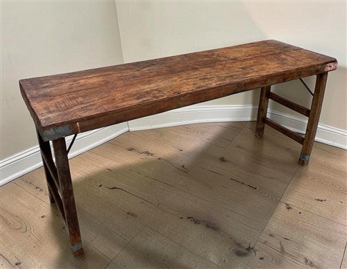 Reclaimed Wood Folding Table (68.75x22.25)Rustic Wood Dining Kitchen Island B137
