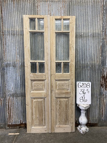 Antique French Double Doors (36.75x86) 5 Pane Glass, European Reclaimed G208