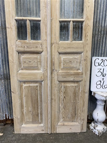 Antique French Double Doors (36.75x86) 5 Pane Glass, European Reclaimed G208