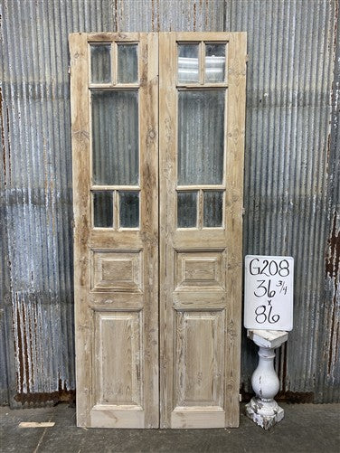 Antique French Double Doors (36.75x86) 5 Pane Glass, European Reclaimed G208
