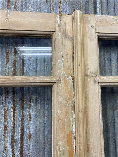 Antique French Double Doors (37.75x87) 3 Pane Glass, European Reclaimed G209