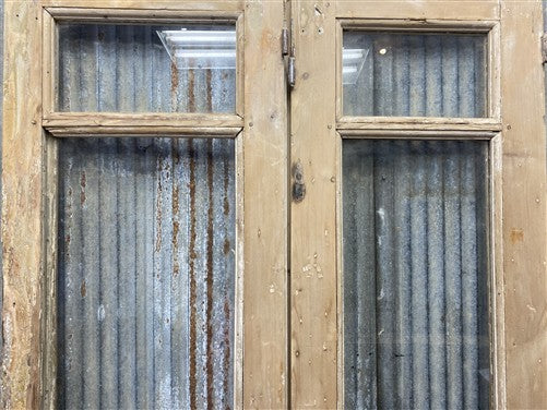 Antique French Double Doors (37.75x87) 3 Pane Glass, European Reclaimed G209