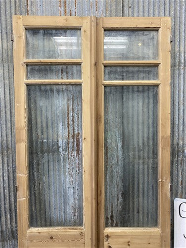 Antique French Double Doors (36.5x83) 3 Pane Glass, European Reclaimed G210