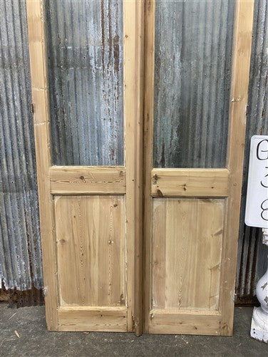 Antique French Double Doors (36.5x83) 3 Pane Glass, European Reclaimed G210
