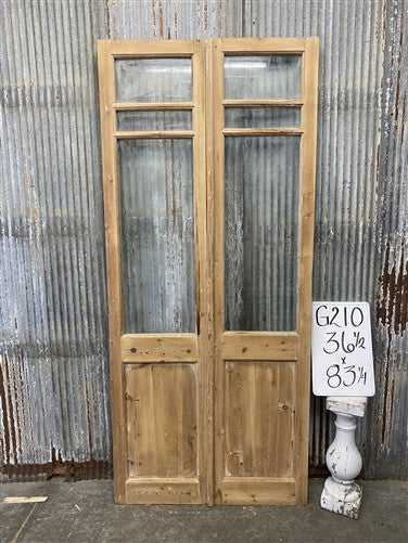 Antique French Double Doors (36.5x83) 3 Pane Glass, European Reclaimed G210