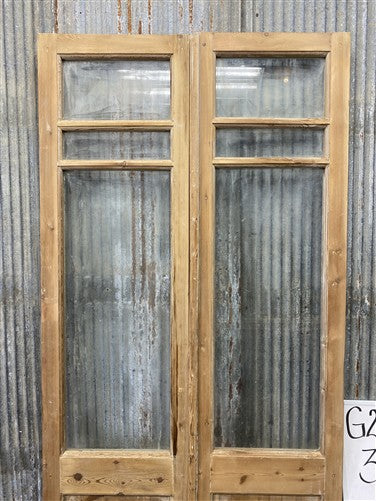 Antique French Double Doors (36.5x83) 3 Pane Glass, European Reclaimed G210