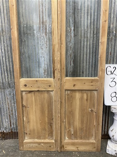 Antique French Double Doors (36.5x83) 3 Pane Glass, European Reclaimed G210