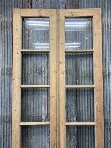 Antique French Double Doors (40x104) 4 Pane Glass, European Reclaimed G211