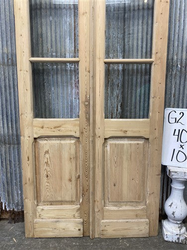Antique French Double Doors (40x104) 4 Pane Glass, European Reclaimed G211