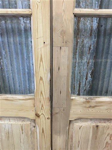 Antique French Double Doors (40x104) 4 Pane Glass, European Reclaimed G211