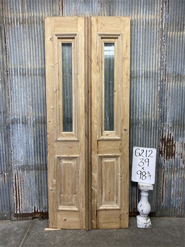 Antique French Double Doors (39x98.75) 1 Pane Glass, European Reclaimed G212