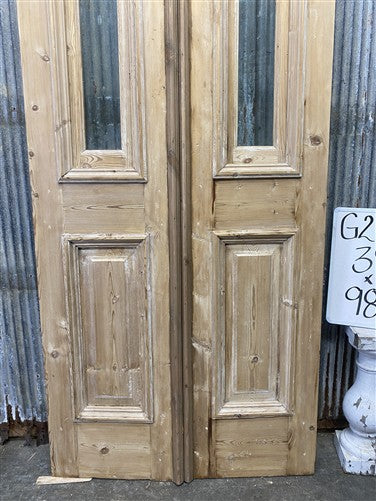 Antique French Double Doors (39x98.75) 1 Pane Glass, European Reclaimed G212