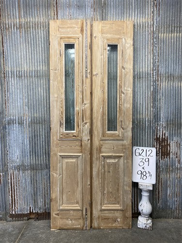 Antique French Double Doors (39x98.75) 1 Pane Glass, European Reclaimed G212