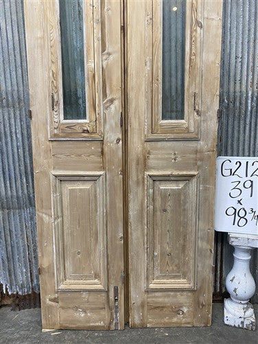 Antique French Double Doors (39x98.75) 1 Pane Glass, European Reclaimed G212