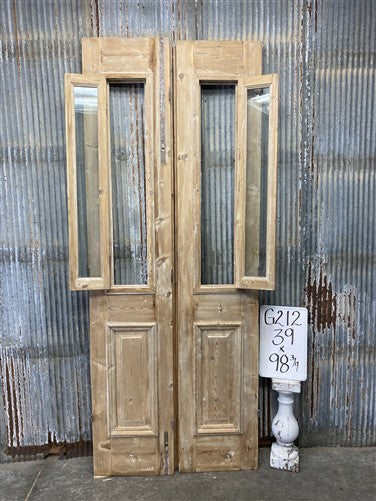 Antique French Double Doors (39x98.75) 1 Pane Glass, European Reclaimed G212