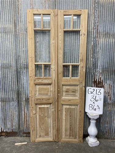 Antique French Double Doors (36.5x86.75) 5 Pane Glass, European Reclaimed G213