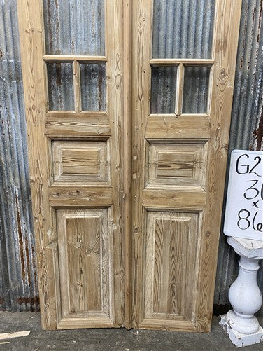 Antique French Double Doors (36.5x86.75) 5 Pane Glass, European Reclaimed G213